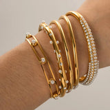 Stainless Steel Pearl Cuff Bangle Chain Jewelry