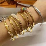 Stainless Steel Pearl Cuff Bangle Chain Jewelry