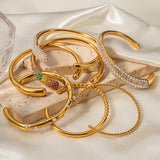 Stainless Steel Pearl Cuff Bangle Chain Jewelry