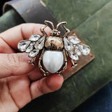 Vintage Crystal Pearl Bees Rings for Women Fashion Jewelry