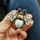 Vintage Crystal Pearl Bees Rings for Women Fashion Jewelry