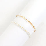 Initials Charm Bracelet Women Pave CZ Pearl Bead Bracelet Jewelry Gift