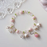 Y2K Flower Bracelets Natural Pearls Beaded Crystal Charms
