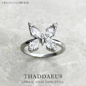 Butterfly Stones Silver Ring - Romantic Gift for Women