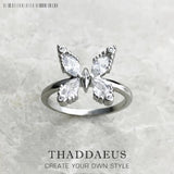 Butterfly Stones Silver Ring - Romantic Gift for Women