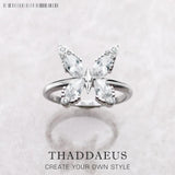 Butterfly Stones Silver Ring - Romantic Gift for Women