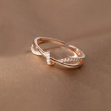 925 Silver Double Layer Zircon Weave Adjustable Ring for Women