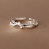925 Silver Double Layer Zircon Weave Adjustable Ring for Women