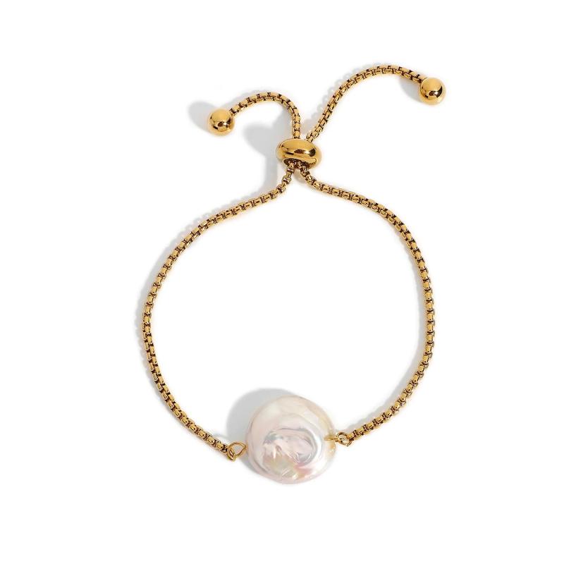 Natural Freshwater Pearls Bracelet Stainless Steel Bangle
