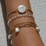 Natural Freshwater Pearls Bracelet Stainless Steel Bangle