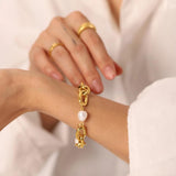 Natural Freshwater Pearls Bracelet Stainless Steel Bangle