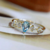 Ocean Zircon Women's Silver Ring Adjustable Index Finger Light Ornament