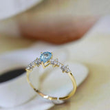 Ocean Zircon Women's Silver Ring Adjustable Index Finger Light Ornament
