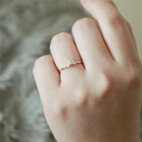 925 Silver Zircon Crown Leaf Ring Gold-Plated Women's Engagement Ring