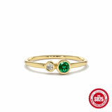S925 Sterling Silver Wedding Rings For Women Green Stone Finger Ring