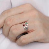 S925 Sterling Silver Wedding Rings For Women Green Stone Finger Ring
