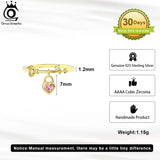 925 Silver Heart Stacking Rings 14K Plated Dainty Band
