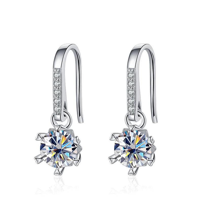 Flower Shape Moissanite Earrings S925 Silver Jewelry