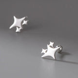 925 Silver Star Stud Earrings Women Girl Gift Banquet Jewelry