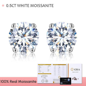 0.5-1ct D Multicolor Moissanite Stud Earrings 925 Sterling Silver Fine Jewelry