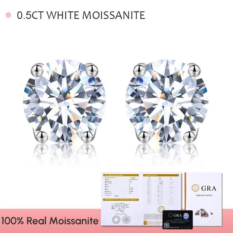 0.5-1ct D Multicolor Moissanite Stud Earrings 925 Sterling Silver Fine Jewelry