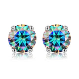 0.5-1ct D Multicolor Moissanite Stud Earrings 925 Sterling Silver Fine Jewelry