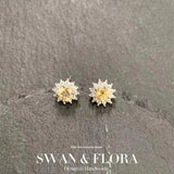 925 Silver Citrine Stud Earrings Vintage Gift Jewelry