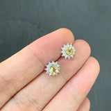 925 Silver Citrine Stud Earrings Vintage Gift Jewelry