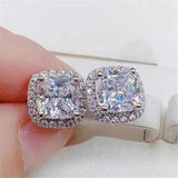 925 Silver Needle Sterling Stud Earrings CZ Engagement Bridal Wedding CCE643