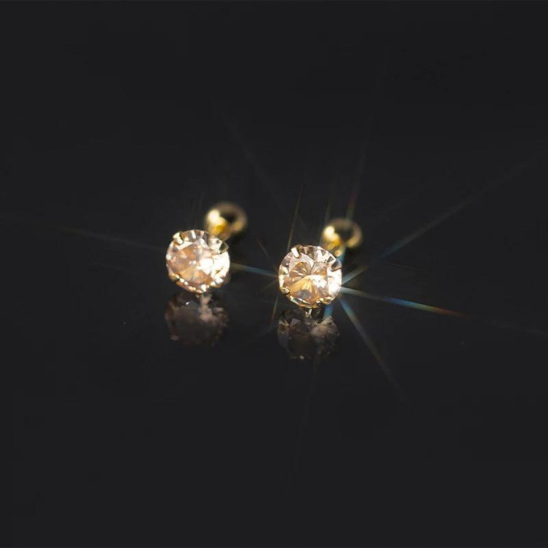 925 Silver Yellow Zircon Ear Bone Piercing Stud Earrings