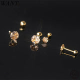 925 Silver Yellow Zircon Ear Bone Piercing Stud Earrings