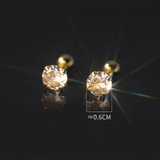 925 Silver Yellow Zircon Ear Bone Piercing Stud Earrings