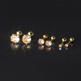 925 Silver Yellow Zircon Ear Bone Piercing Stud Earrings