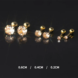 925 Silver Yellow Zircon Ear Bone Piercing Stud Earrings