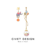 Asymmetric Elephant Balloon Earrings 925 Silver Circus Charms