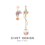 Asymmetric Elephant Balloon Earrings 925 Silver Circus Charms