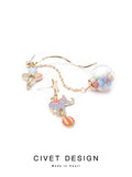 Asymmetric Elephant Balloon Earrings 925 Silver Circus Charms