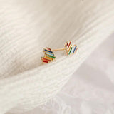 Rainbow Heart Stud Earrings 925 Silver Girlfriend Gift