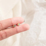 Rainbow Heart Stud Earrings 925 Silver Girlfriend Gift