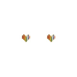 Rainbow Heart Stud Earrings 925 Silver Girlfriend Gift