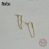 925 Silver Tassel Chain Stud Earrings Women Jewelry