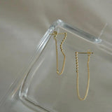 925 Silver Tassel Chain Stud Earrings Women Jewelry