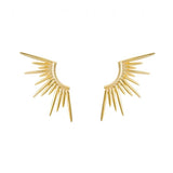 925 Sterling Silver Sun Rays Stud Earrings Zircon Jewelry