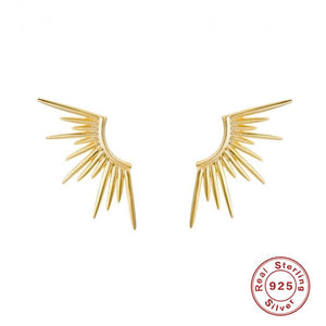 925 Sterling Silver Sun Rays Stud Earrings Zircon Jewelry