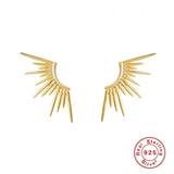 925 Sterling Silver Sun Rays Stud Earrings Zircon Jewelry