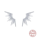 925 Sterling Silver Sun Rays Stud Earrings Zircon Jewelry