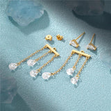 S925 Mini Stars Tassel Chain Stud Earrings Women Wedding Jewelry Gift Brincos