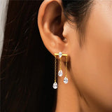 S925 Mini Stars Tassel Chain Stud Earrings Women Wedding Jewelry Gift Brincos