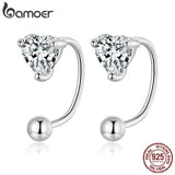 925 Sterling Silver Heart Zircon Stud Earrings BSE697