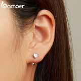 925 Sterling Silver Heart Zircon Stud Earrings BSE697